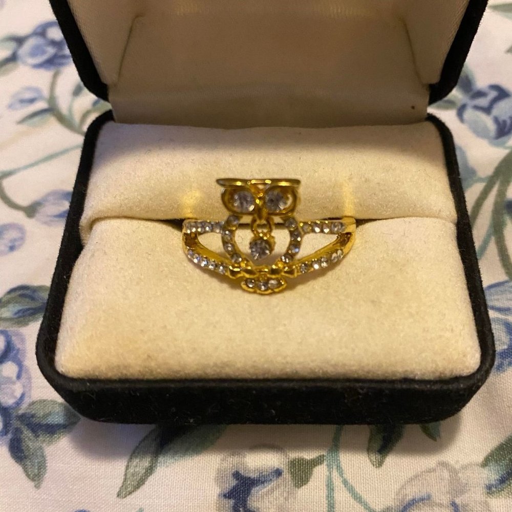Size 11 Gold Plated CZ Owl Ring